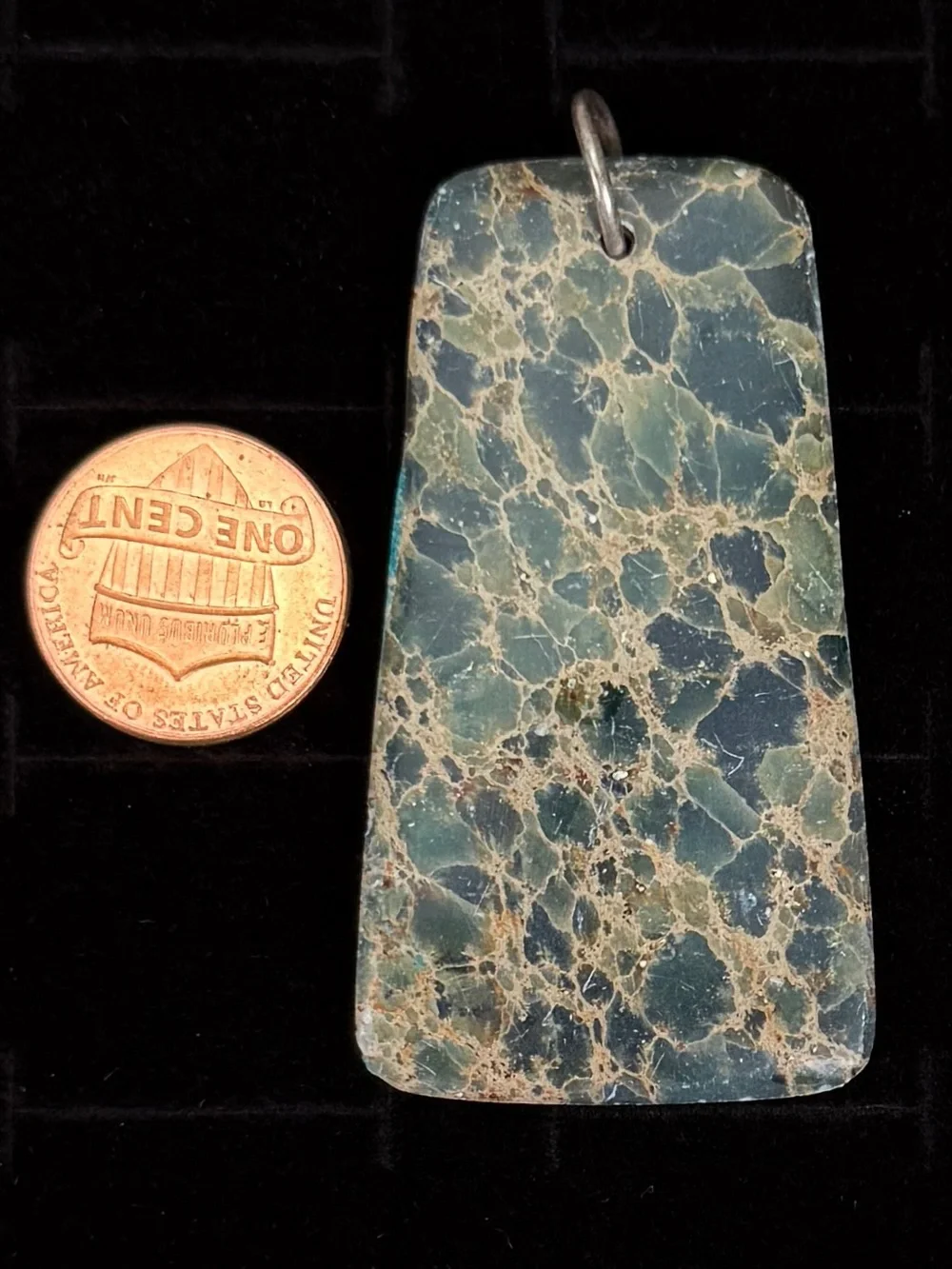 Vintage Green and Brown Jasper Stone Large Pendant